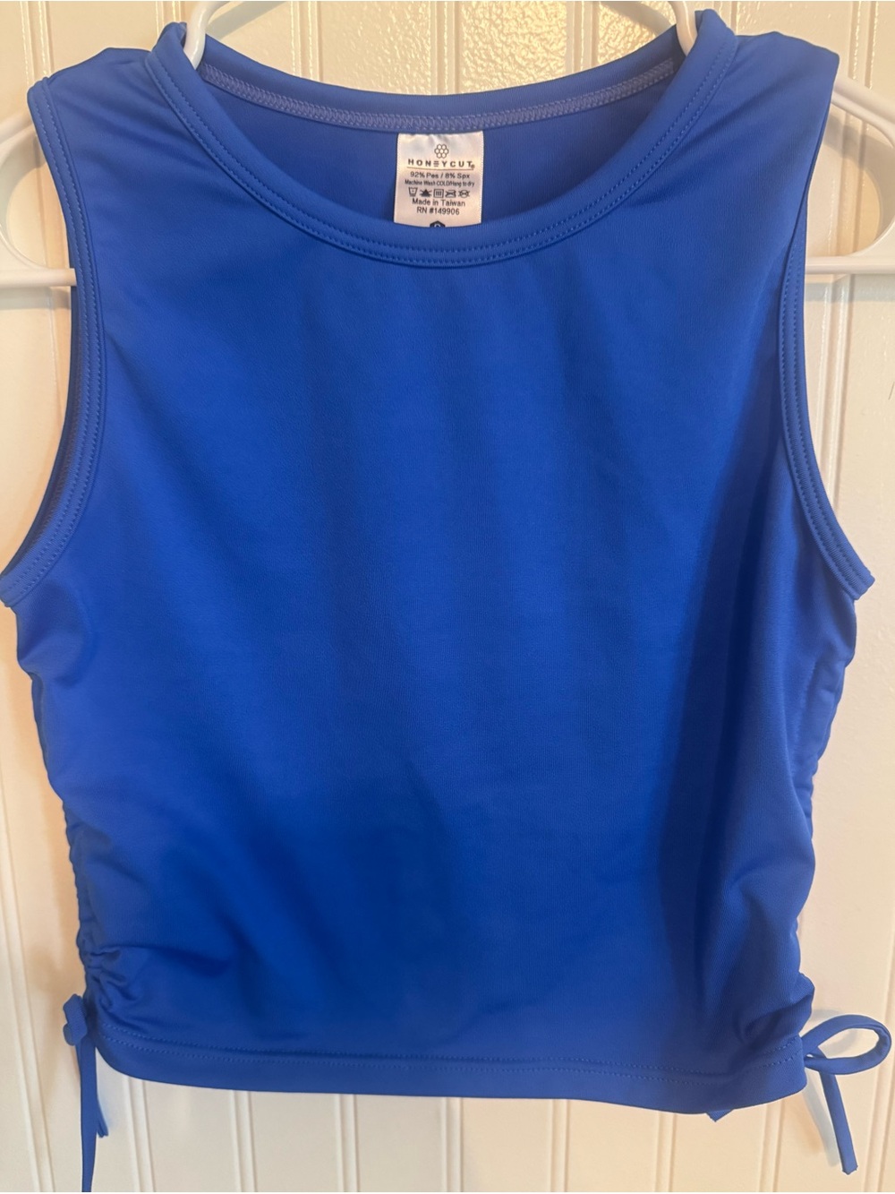 Honeycut Dance Top Dancewear Side Cinch Tank Blue size Small